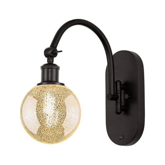 Innovations Beacon 6in 1-Light Swing Arm Lamp | Industrial Oil Rubbed Bronze Steel and Mercury Glass | Bedroom & Living Room | Model 918-1W-OB-G208-6