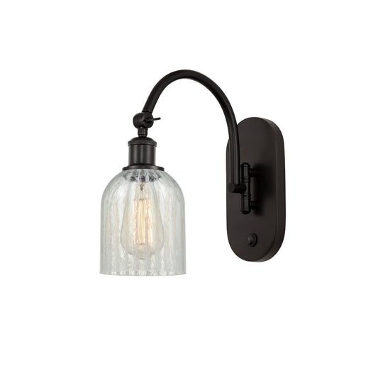Innovations Caledonia 5in 1-Light Wall Sconce | Industrial Oil Rubbed Bronze Steel and Mouchette Glass | Hallway & Bathroom Accent | Model 918-1W-OB-G2511