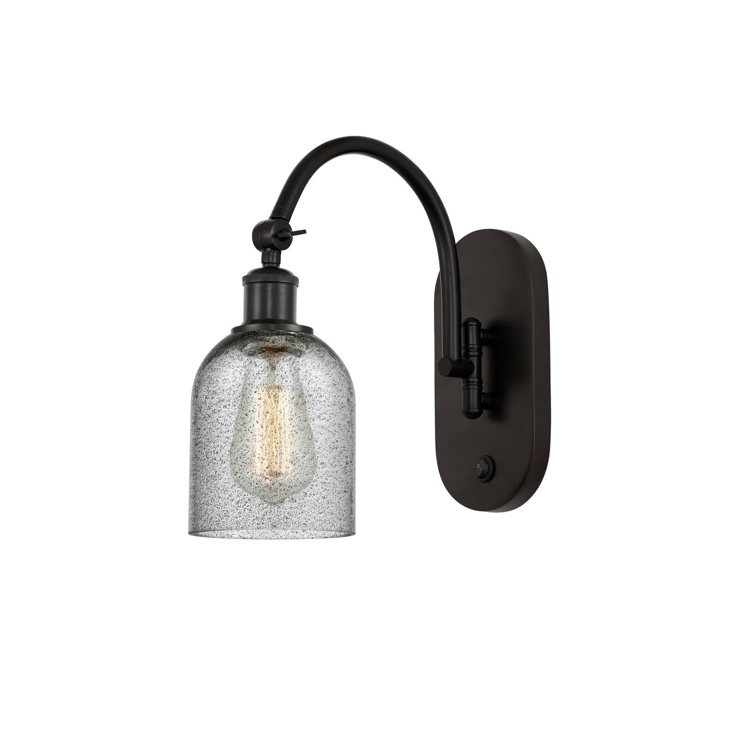 Innovations Caledonia 5in 1-Light Wall Sconce | Industrial Oil Rubbed Bronze Steel and Charcoal Glass | Hallway & Bathroom Accent | Model 918-1W-OB-G257