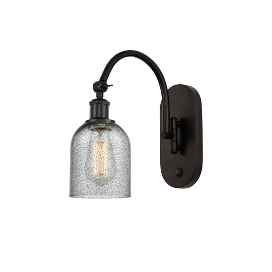 Innovations Caledonia 5in 1-Light Wall Sconce | Industrial Oil Rubbed Bronze Steel and Charcoal Glass | Hallway & Bathroom Accent | Model 918-1W-OB-G257