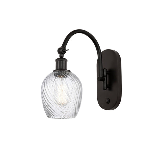 Innovations Salina 6in 1-Light Wall Sconce | Industrial Oil Rubbed Bronze Steel and Clear Spiral Fluted Glass | Bedroom & Hallway | Model 918-1W-OB-G292