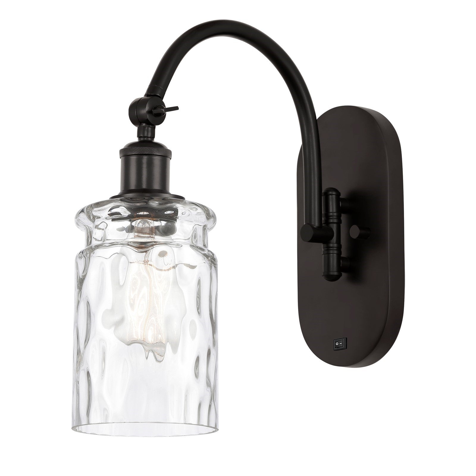 Innovations Candor 1-Light 4.75in Wall Sconce | Industrial Oil Rubbed Bronze and Clear Waterglass Glass | Bedroom & Hallway Accent | Model 918-1W-OB-G352