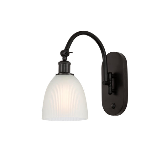 Innovations Castile 1-Light 6in Wall Sconce | Industrial Oil Rubbed Bronze and White Glass | Bedroom & Hallway Accent Light | Model 918-1W-OB-G381