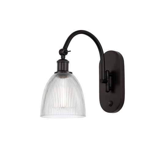Innovations Castile 6in 1-Light Wall Sconce | Industrial Oil Rubbed Bronze Steel and Clear Glass | Bedroom & Hallway Accent | Model 918-1W-OB-G382