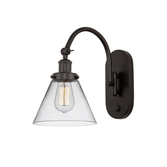 Innovations Cone 8in 1-Light Swing Arm Sconce | Industrial Oil Rubbed Bronze and Clear Glass | Bedroom & Hallway Accent Light | Model 918-1W-OB-G42-LED