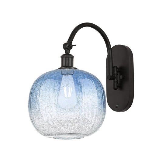Innovations Brookhaven Sphere 10.5in 1-Light Wall Sconce | Industrial Oil Rubbed Bronze and Sapphire Blue Glass | Bedroom & | Model 918-1W-OB-G481-10SB