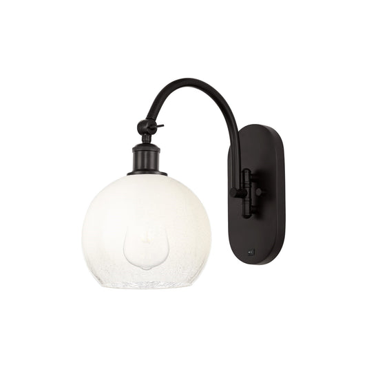 Innovations Brookhaven Globe 8in 1-Light Wall Sconce | Industrial Oil Rubbed Bronze and Opal Glass | Hallway & Bedroom Accent | Model 918-1W-OB-G483-8OP