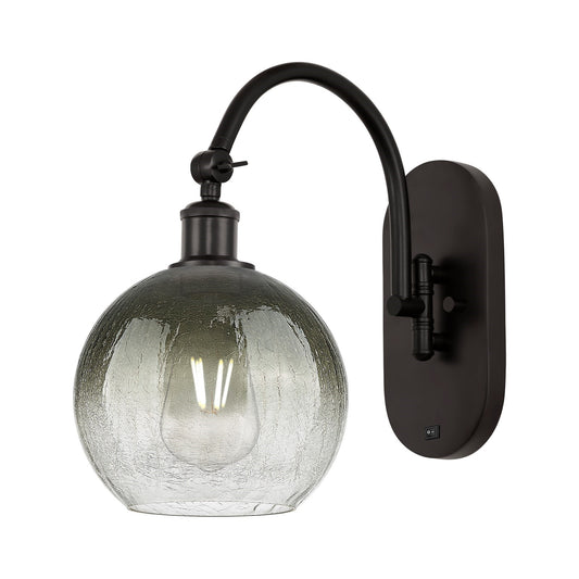 Innovations Brookhaven Globe 8in 1-Light Wall Sconce | Industrial Oil Rubbed Bronze Steel and Slate Glass | Hallway & Bathroom | Model 918-1W-OB-G483-8SL