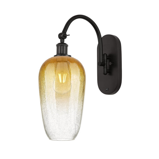 Innovations Brookhaven Flute 7in 1-Light Wall Sconce | Industrial Oil Rubbed Bronze Steel and Amber Glass | Hallway & Bathroom | Model 918-1W-OB-G484-7AM