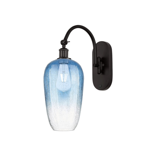 Innovations Brookhaven Flute 7in 1-Light Wall Sconce | Industrial Oil Rubbed Bronze Steel and Sapphire Blue Glass | Hallway & | Model 918-1W-OB-G484-7SB