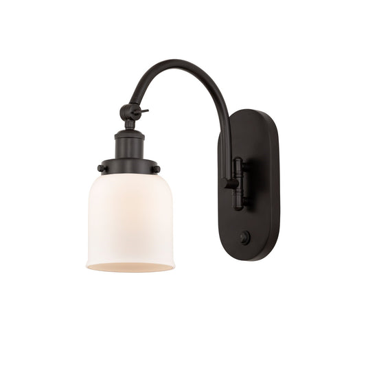 Innovations Bell 5in 1-Light LED Swing Arm Lamp | Industrial Oil Rubbed Bronze Steel and Matte White Frosted Glass | Bedroom | Model 918-1W-OB-G51-LED