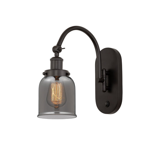 Innovations Bell 5in 1-Light Swing Arm Sconce | Industrial Oil Rubbed Bronze Steel and Light Smoke Glass | Bedroom & Living Room | Model 918-1W-OB-G53-LED