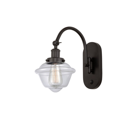 Innovations Oxford 1-Light LED Swing Arm Wall Sconce | Traditional Oil Rubbed Bronze Steel and Clear Glass | Bedroom & Living | Model 918-1W-OB-G532-LED