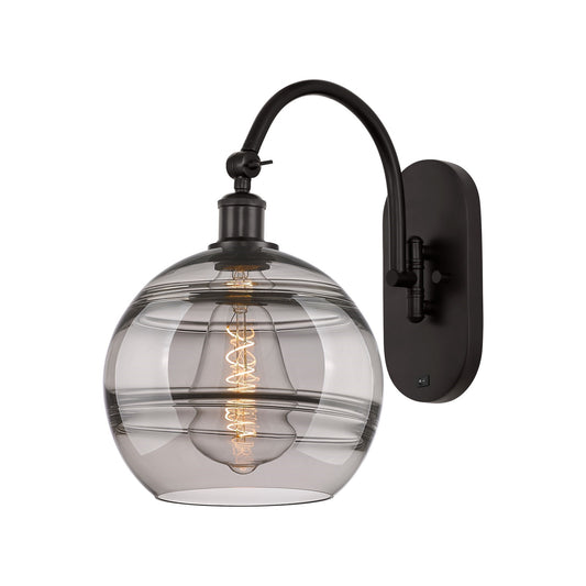 Innovations Rochester 10in 1-Light Wall Sconce | Industrial Oil Rubbed Bronze Steel and Light Smoke Glass | Bedroom & Hallway | Model 918-1W-OB-G556-10SM