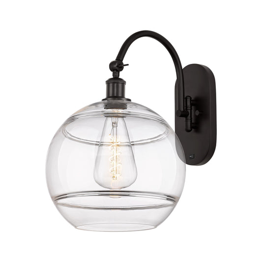 Innovations Rochester 12in 1-Light Wall Sconce | Industrial Oil Rubbed Bronze Steel and Clear Glass | Bathroom & Hallway | Model 918-1W-OB-G556-12CL