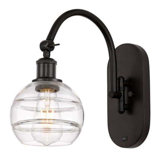 Innovations Rochester 6in 1-Light Wall Sconce | Industrial Oil Rubbed Bronze Steel and Clear Glass | Bathroom & Hallway Accent | Model 918-1W-OB-G556-6CL