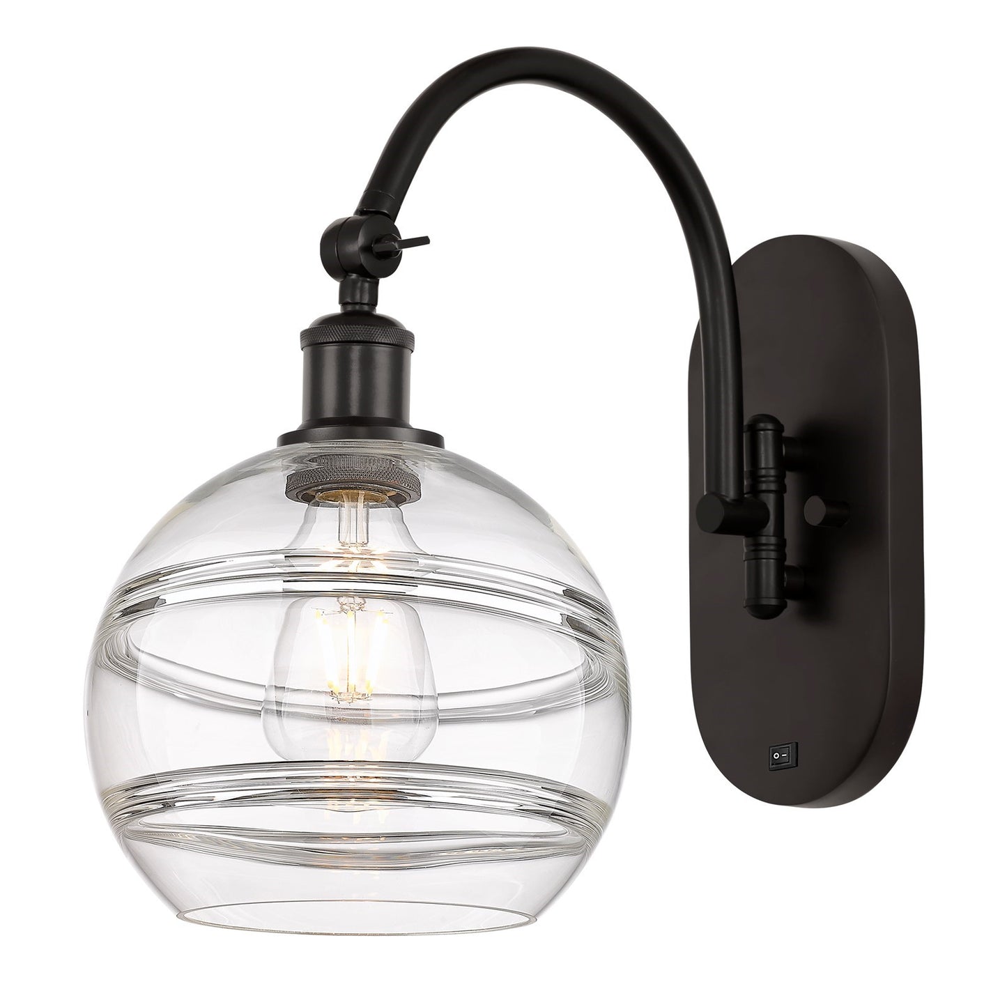 Innovations Rochester 8in 1-Light Wall Sconce | Industrial Oil Rubbed Bronze and Clear Glass | Bedroom & Hallway Accent | Model 918-1W-OB-G556-8CL