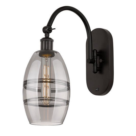 Innovations Vaz 6in 1-Light Wall Sconce | Industrial Oil Rubbed Bronze Steel and Light Smoke Glass | Bedroom & Hallway Accent | Model 918-1W-OB-G557-6SM