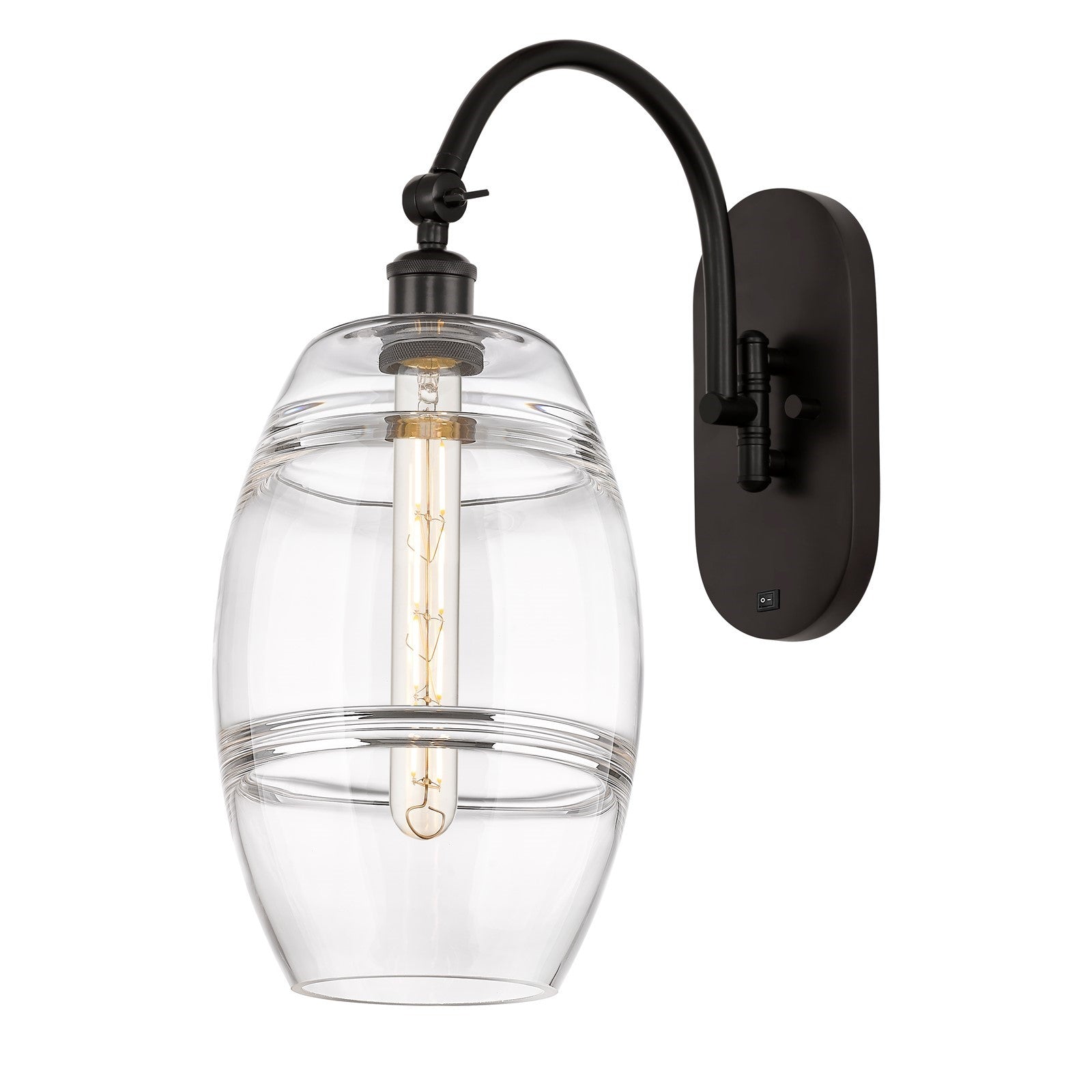 Innovations Vaz 8in 1-Light Wall Sconce | Industrial Oil Rubbed Bronze Steel and Clear Glass | Bedroom & Hallway Accent | Model 918-1W-OB-G557-8CL