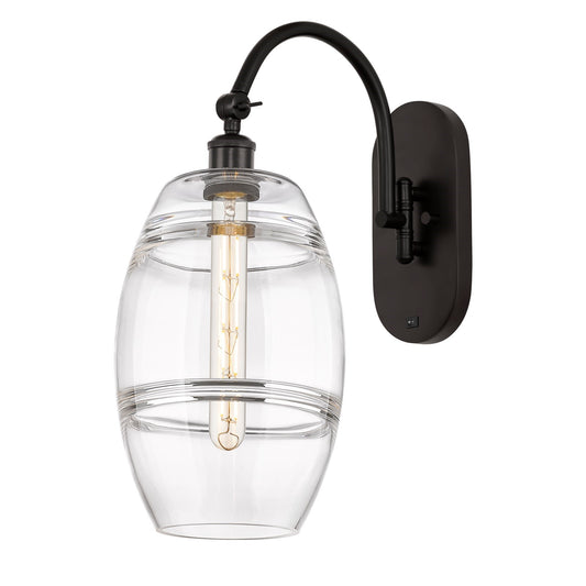 Innovations Vaz 8in 1-Light Wall Sconce | Industrial Oil Rubbed Bronze Steel and Clear Glass | Bedroom & Hallway Accent | Model 918-1W-OB-G557-8CL