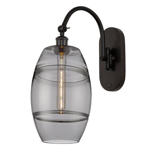 Innovations Vaz 8in 1-Light Wall Sconce | Industrial Oil Rubbed Bronze and Light Smoke Glass | Hallway & Bedroom Accent | Model 918-1W-OB-G557-8SM
