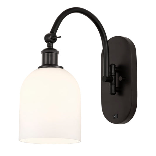 Innovations Bella 6in 1-Light Wall Sconce | Industrial Oil Rubbed Bronze and White Glass | Hallway & Bathroom Accent | Model 918-1W-OB-G558-6GWH