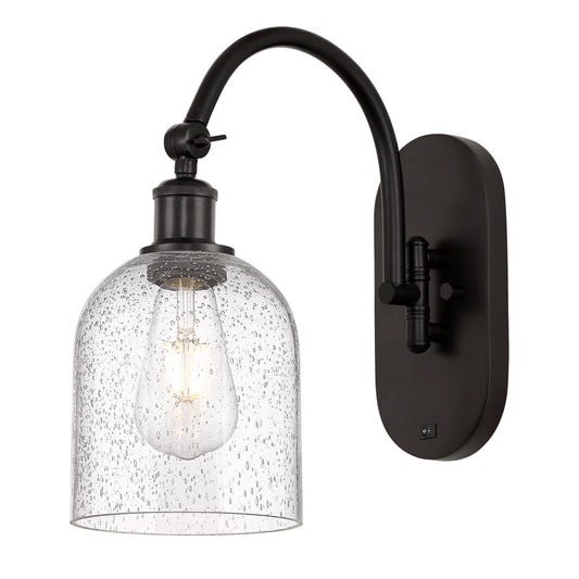 Innovations Bella 1-Light 5.5in Wall Sconce | Industrial Oil Rubbed Bronze Steel and Seedy Glass | Hallway & Bedroom Accent | Model 918-1W-OB-G558-6SDY