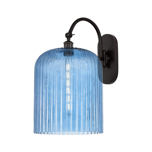 Innovations Bridal Veil 1-Light 12in Wall Sconce | Industrial Oil Rubbed Bronze Steel and Princess Blue Glass | Hallway & | Model 918-1W-OB-G559-12BL