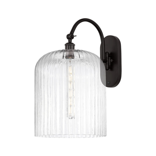 Innovations Bridal Veil 1-Light 12in Wall Sconce | Industrial Oil Rubbed Bronze Steel and Clear Ribbed Glass | Hallway & | Model 918-1W-OB-G559-12CL
