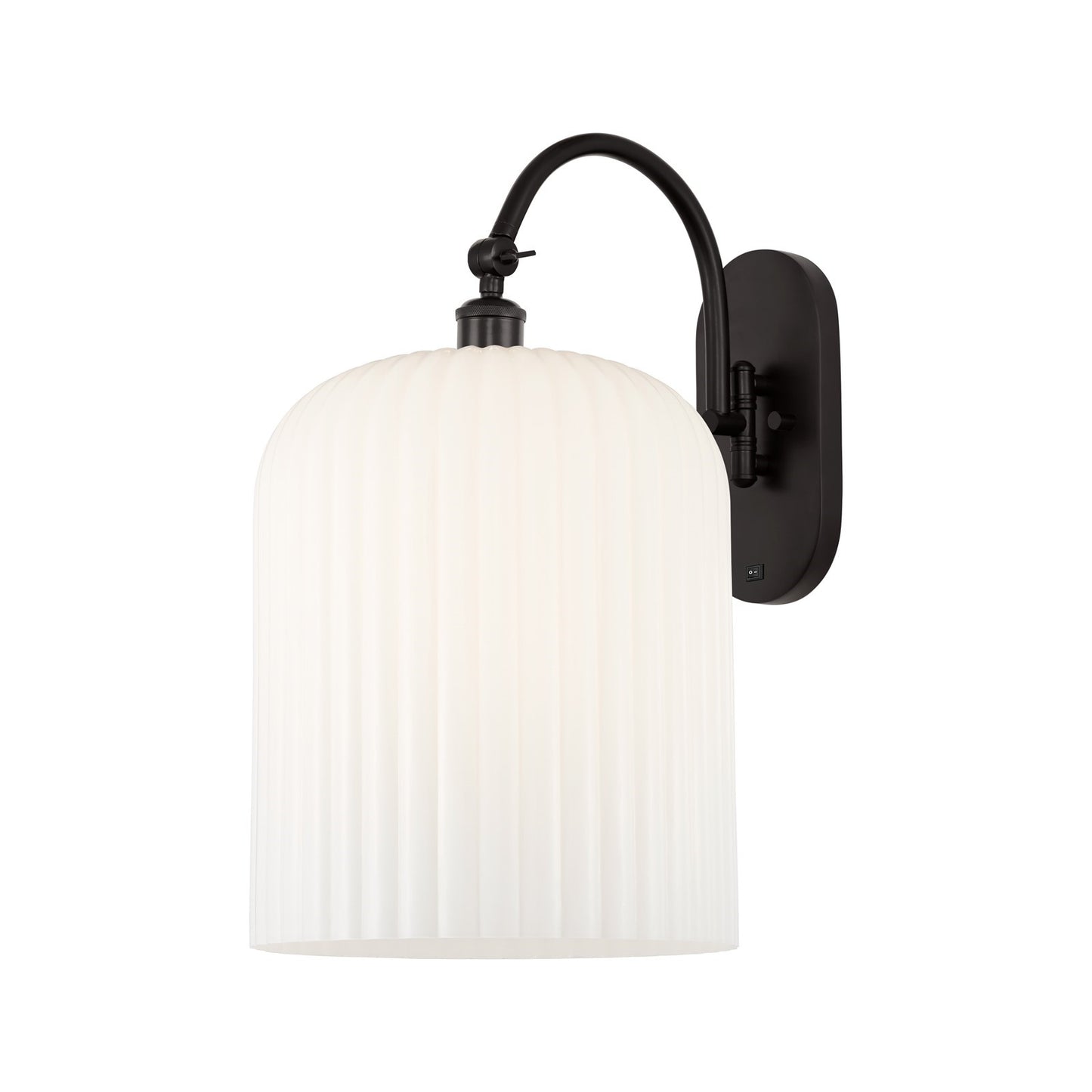 Innovations Bridal Veil 12in 1-Light Wall Sconce | Industrial Oil Rubbed Bronze and Gloss White Ribbed Glass | Bathroom & | Model 918-1W-OB-G559-12GWH