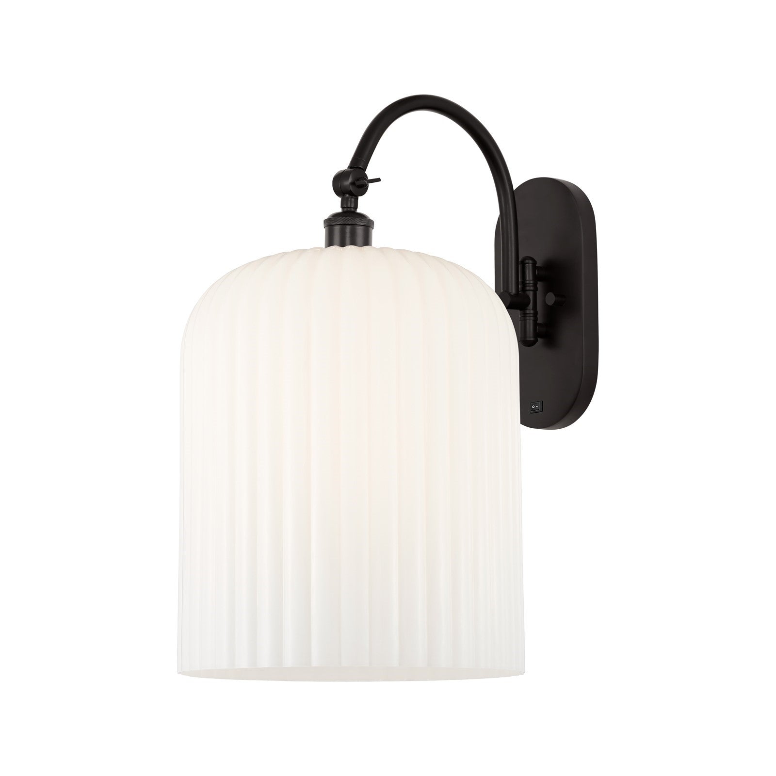 Innovations Bridal Veil 12in 1-Light Wall Sconce | Industrial Oil Rubbed Bronze and Gloss White Ribbed Glass | Bathroom & | Model 918-1W-OB-G559-12GWH