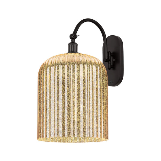 Innovations Bridal Veil 12in 1-Light Wall Sconce | Industrial Oil Rubbed Bronze and Mercury Ribbed Glass | Bathroom & Hallway | Model 918-1W-OB-G559-12ME