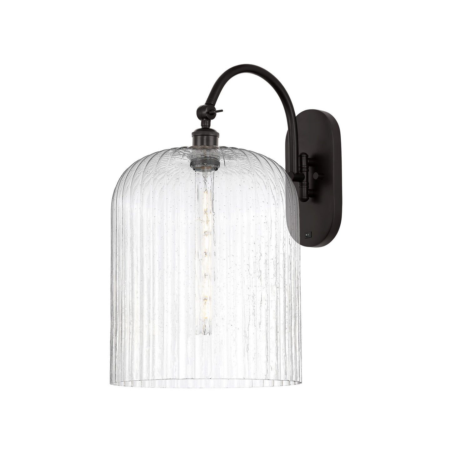 Innovations Bridal Veil 12in 1-Light Wall Sconce | Industrial Oil Rubbed Bronze and Seedy Ribbed Glass | Bathroom & Hallway | Model 918-1W-OB-G559-12SDY