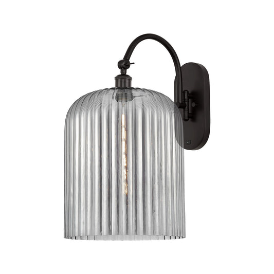 Innovations Bridal Veil 12in 1-Light Wall Sconce | Industrial Oil Rubbed Bronze and Light Smoke Ribbed Glass | Bathroom & | Model 918-1W-OB-G559-12SM