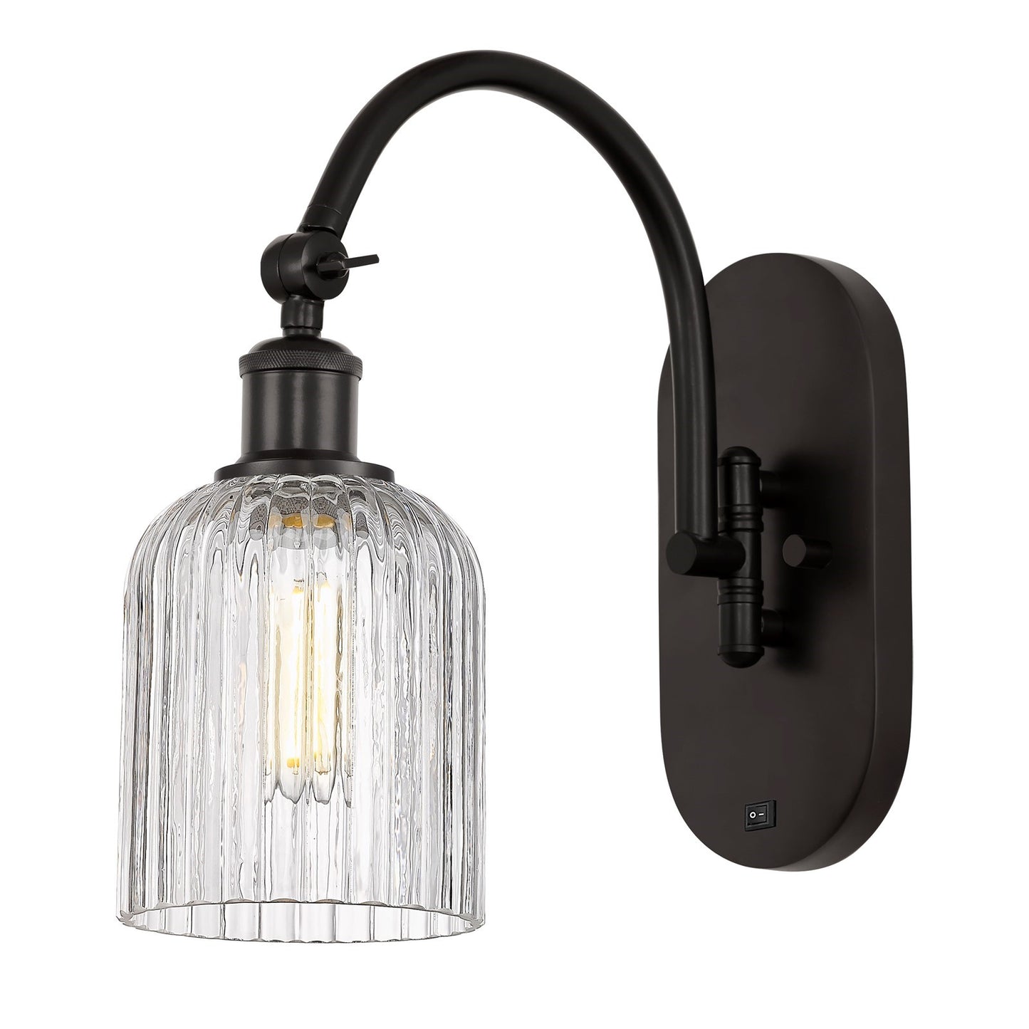 Innovations Bridal Veil 1-Light 5in Wall Sconce | Industrial Oil Rubbed Bronze Steel and Clear Ribbed Glass | Bedroom & Hallway | Model 918-1W-OB-G559-5CL