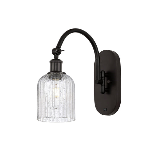 Innovations Bridal Veil 5in 1-Light Wall Sconce | Industrial Oil Rubbed Bronze Steel and Seedy Glass | Bedroom & Hallway | Model 918-1W-OB-G559-5SDY