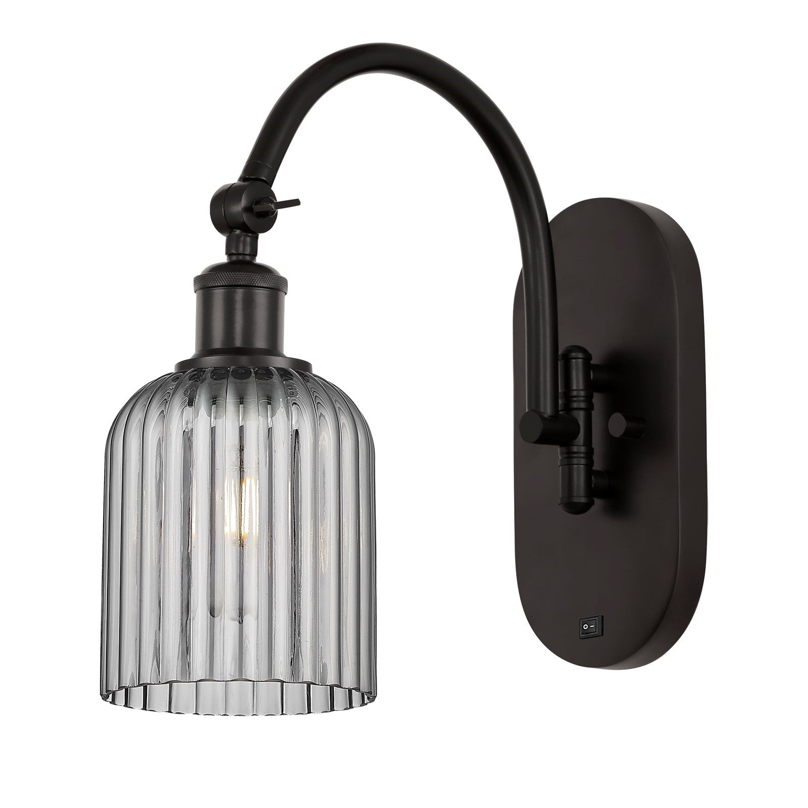 Innovations Bridal Veil 5in 1-Light Wall Sconce | Industrial Oil Rubbed Bronze Steel and Light Smoke Glass | Bedroom & Hallway | Model 918-1W-OB-G559-5SM