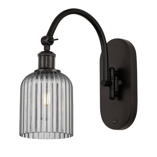 Innovations Bridal Veil 5in 1-Light Wall Sconce | Industrial Oil Rubbed Bronze Steel and Light Smoke Glass | Bedroom & Hallway | Model 918-1W-OB-G559-5SM