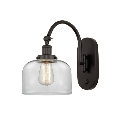Innovations Bell 8in 1-Light Swing Arm Lamp | Industrial Oil Rubbed Bronze Steel and Clear Glass | Bedroom & Living Room Reading | Model 918-1W-OB-G72-LED