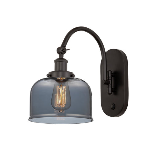 Innovations Bell 8in 1-Light Swing Arm Lamp | Industrial Oil Rubbed Bronze Steel and Light Smoke Glass | Bedroom & Living Room | Model 918-1W-OB-G73