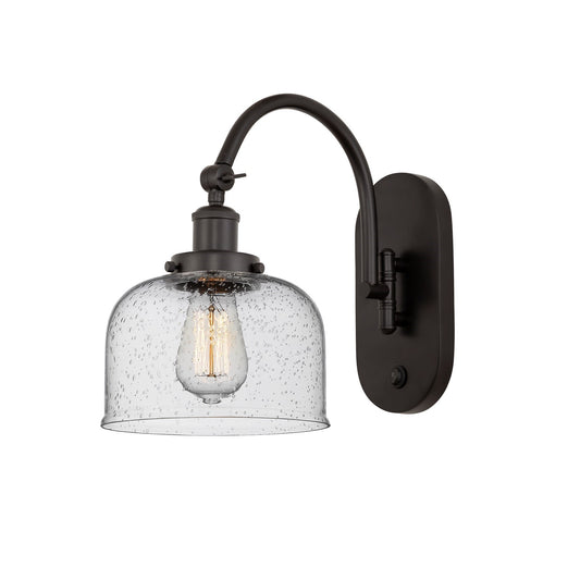 Innovations Bell 8in 1-Light Swing Arm Wall Sconce | Industrial Oil Rubbed Bronze and Seedy Glass | Bedroom Reading Light | Model 918-1W-OB-G74