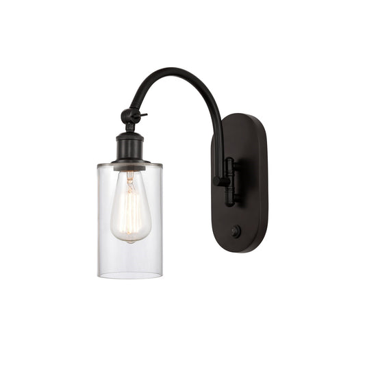 Innovations Clymer 1-Light Wall Sconce | Industrial Oil Rubbed Bronze Steel and Clear Glass | Bedroom & Hallway Accent Light | Model 918-1W-OB-G802