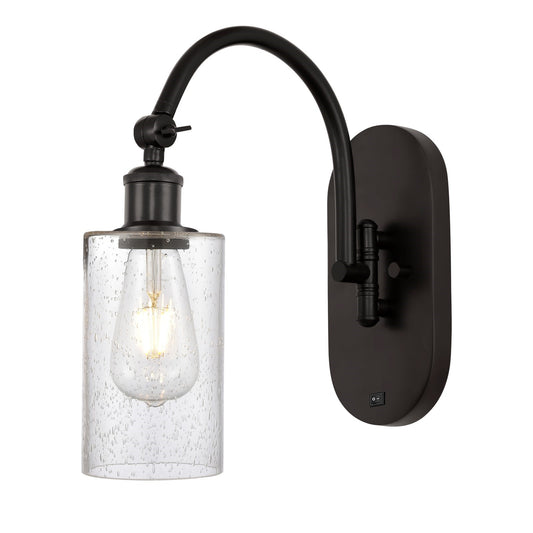 Innovations Clymer 1-Light Wall Sconce | Industrial Oil Rubbed Bronze Steel and Seedy Glass | Bedroom & Hallway Accent Light | Model 918-1W-OB-G804