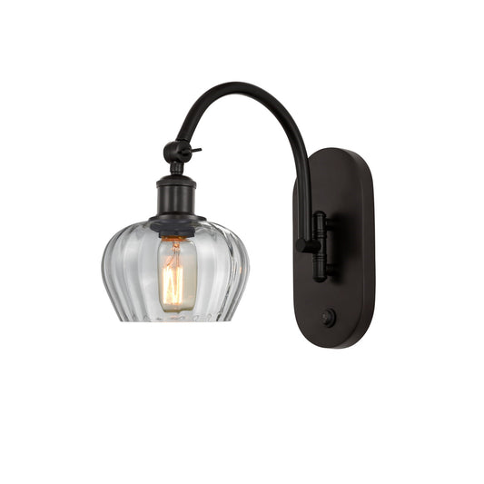 Innovations Fenton 1-Light 6.5in Wall Sconce | Industrial Oil Rubbed Bronze Steel and Clear Ribbed Glass | Hallway & Bedroom Accent | Model 918-1W-OB-G92