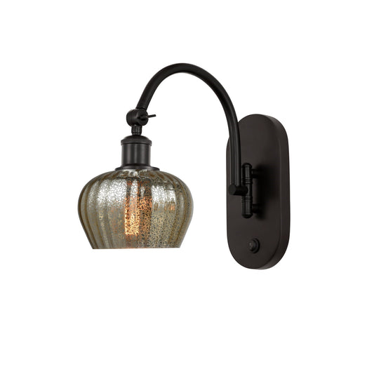 Innovations Fenton 1-Light 6.5in Wall Sconce | Industrial Oil Rubbed Bronze Steel and Mercury Ribbed Glass | Hallway & Bedroom | Model 918-1W-OB-G96