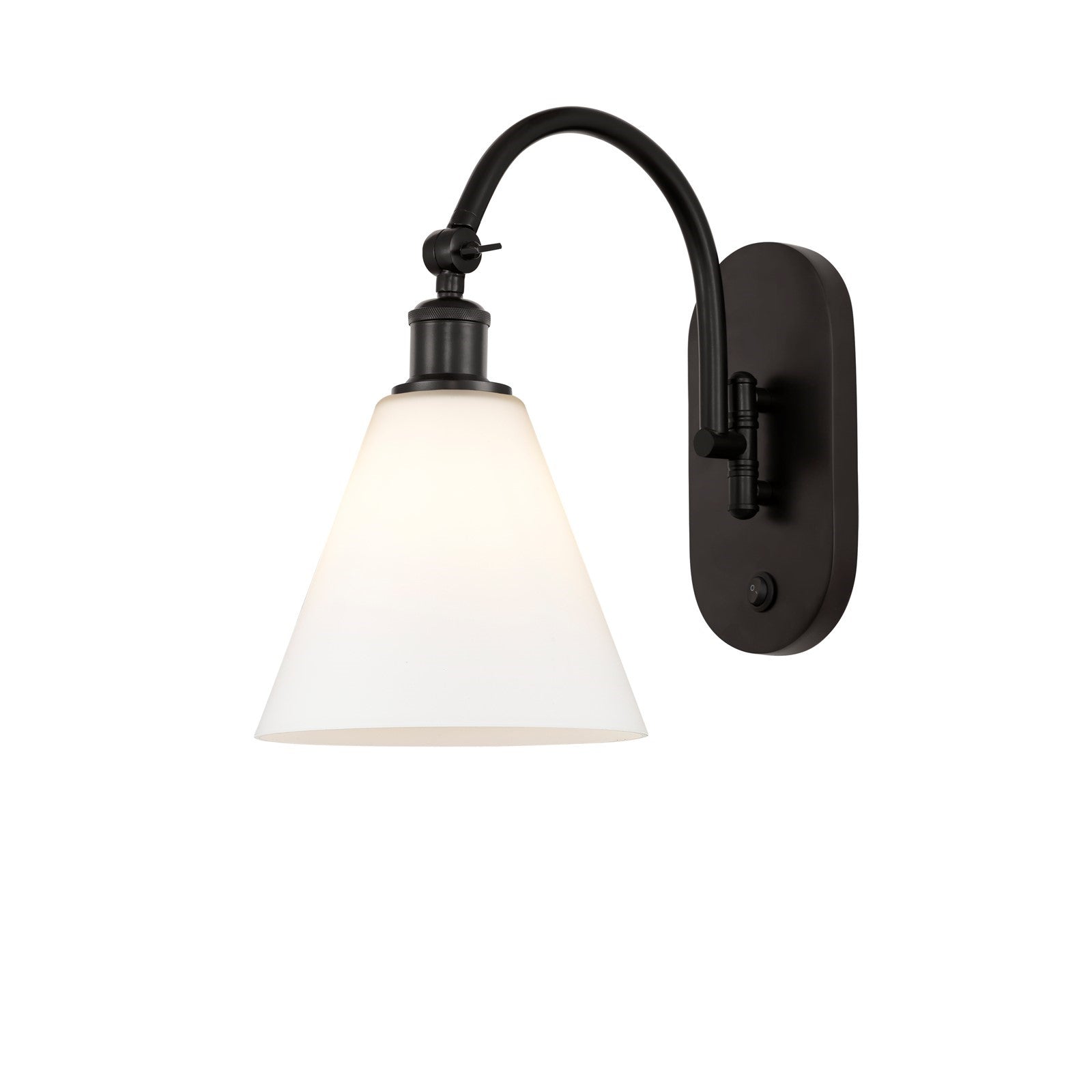 Innovations Berkshire Glass 1-Light 8in Wall Sconce | Industrial Oil Rubbed Bronze Steel and Matte White Cased Glass | Hallway & | Model 918-1W-OB-GBC-81