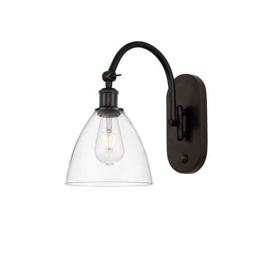 Innovations Bristol 7.5in 1-Light Wall Sconce | Industrial Oil Rubbed Bronze Steel and Clear Glass | Bedroom & Hallway Accent | Model 918-1W-OB-GBD-752