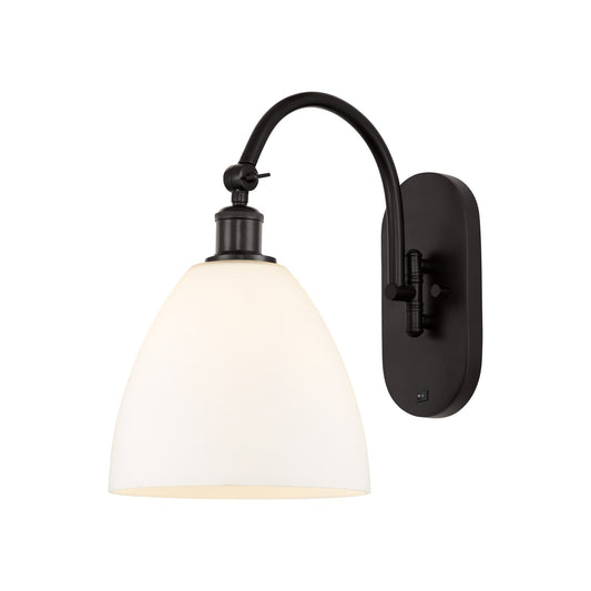 Innovations Bristol 9in 1-Light Wall Sconce | Industrial Oil Rubbed Bronze Steel and Matte White Glass | Hallway & Bathroom | Model 918-1W-OB-GBD-91