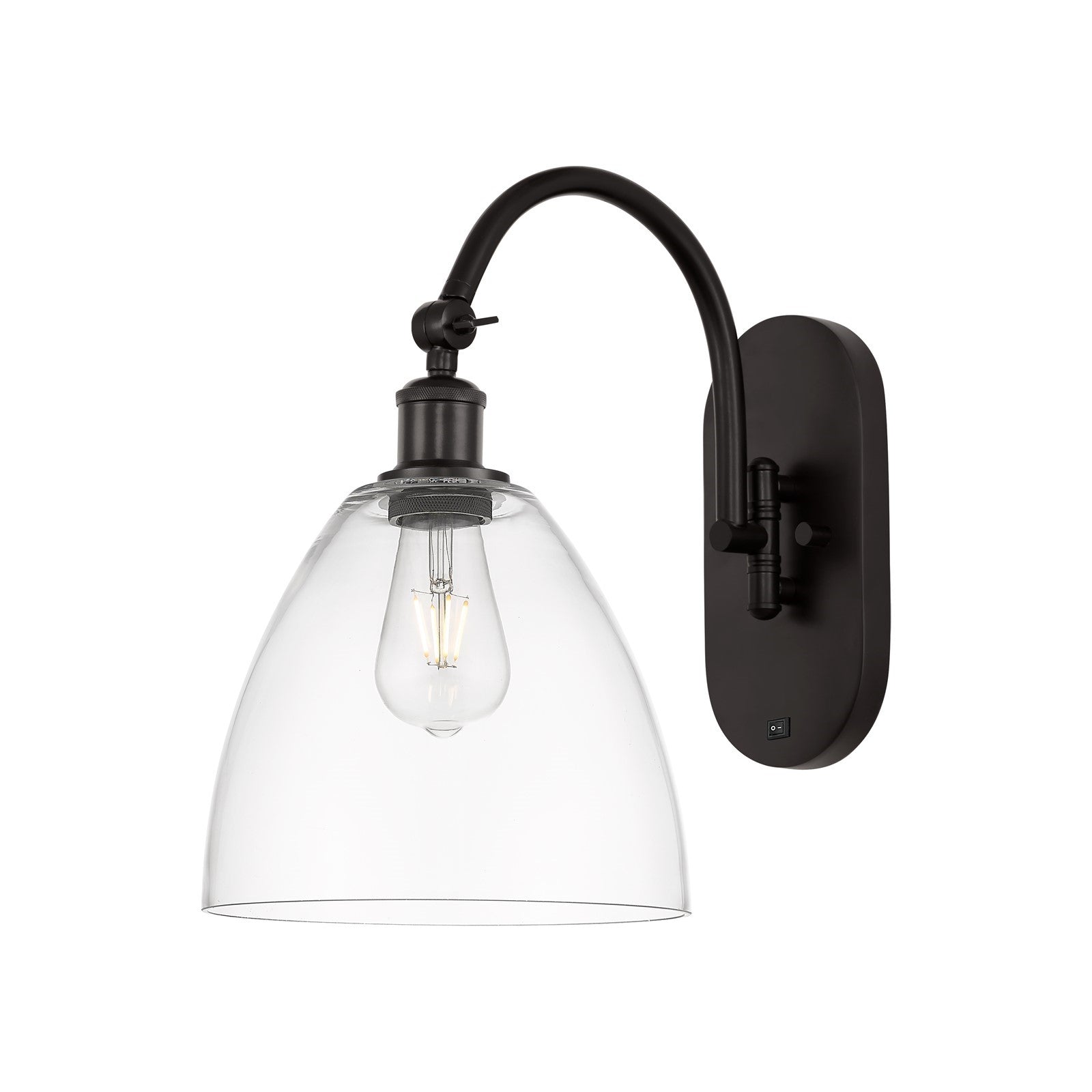 Innovations Bristol 9in 1-Light Wall Sconce | Industrial Oil Rubbed Bronze Steel and Clear Glass | Hallway & Bathroom Accent | Model 918-1W-OB-GBD-92