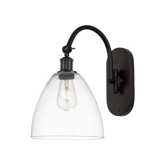 Innovations Bristol 9in 1-Light Wall Sconce | Industrial Oil Rubbed Bronze Steel and Clear Glass | Hallway & Bathroom Accent | Model 918-1W-OB-GBD-92